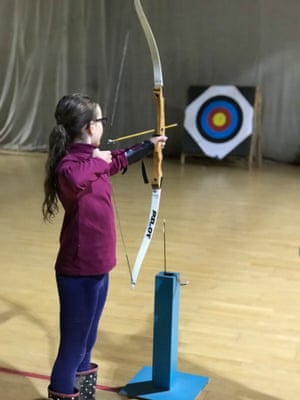 Adam’s daughter tries out archery at Kingswood centre, South Yorkshire