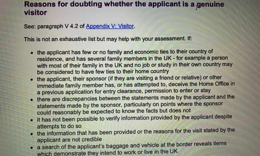 Guidelines for border officials on assessing the reasons for entry to the UK by a visitor