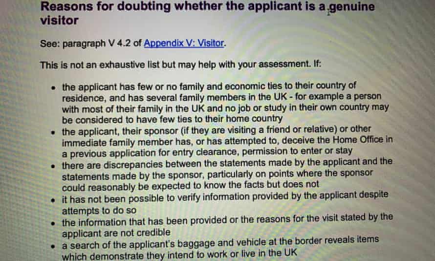 Guidelines for border officials on assessing the reasons for entry to the UK by a visitor.