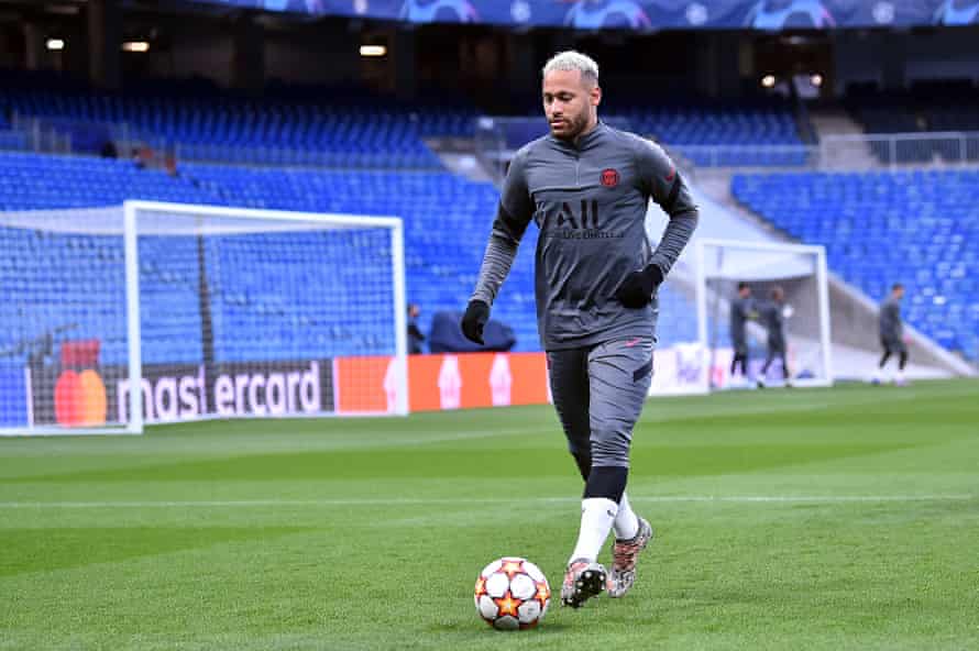 Neymar trains at the Bernabeu on Monday