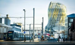 A tram pulled in at a stop next to the new La Cité du Vin, in Bordeaux, an international wine museum due to open on 1 June, 2016.