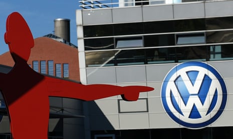 The VW logo outside a showroom in Düsseldorf.