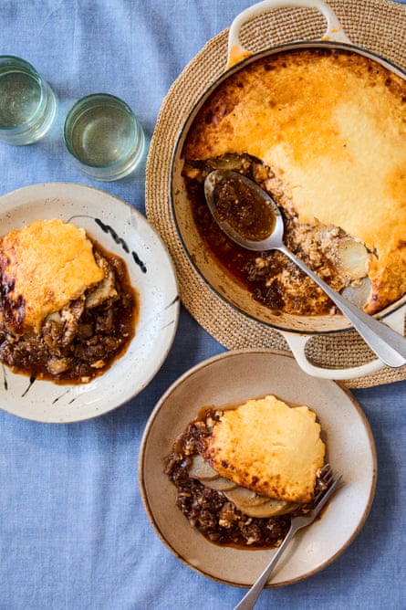Georgina Hayden’s One-pan moussaka looks for illustration shepherd’s pie.