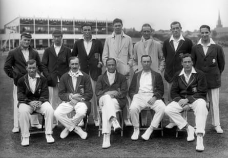 Percy Fender (second left, front row) with his England Test teammates before their game against South Africa in 1924.