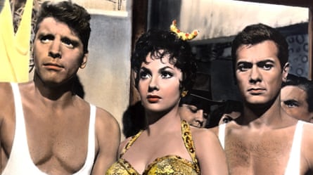 With Burt Lancaster, left, and Tony Curtis in Trapeze (1956), directed by Carol Reed.
