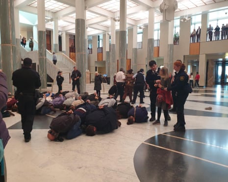 Protesters hold demonstration at Parliament House against the treatment of Australian and international activists detained in Israel.