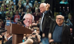 Danny DeVito and Bernie Sanders at a rally in St Louis, Missouri, on 13 March 2016. The actor recently endorsed the senator for the 2020 election.