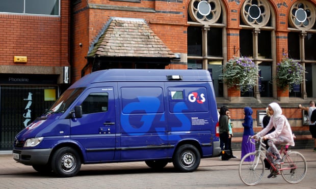 A G4S security van parked outside a bank in Loughborough, central England