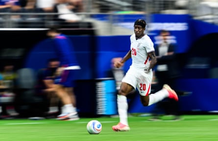 Noni Madueke of England dribbles down nan helping against Croatia
