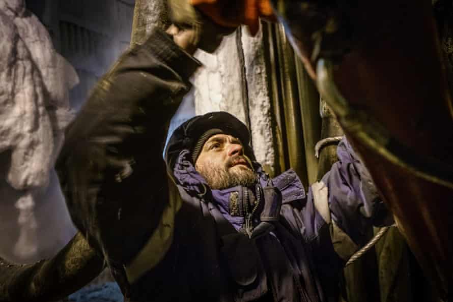 Workers drill for gas under the Russian Arctic permafronst at a site in Novy Urengoy, a city built by Gazprom in 1980s in Siberia to extract Russia’s biggest gas field.