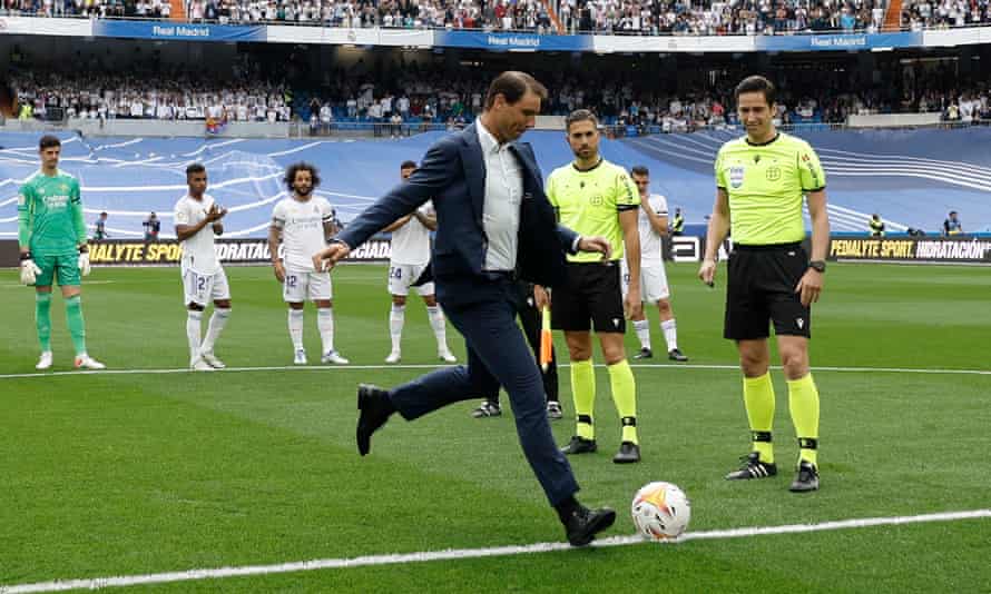 ‘Very unfair: Rafael Nadal critical of Wimbledon ban on Russian players | Rafael Nadal 2 Rafael Nadal took an honorary kick-off before Real Madrid match with Espanyol on Saturday.