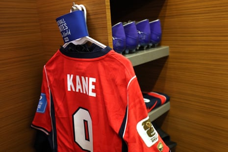 Harry Kane's red England shirt on a clothes hanger