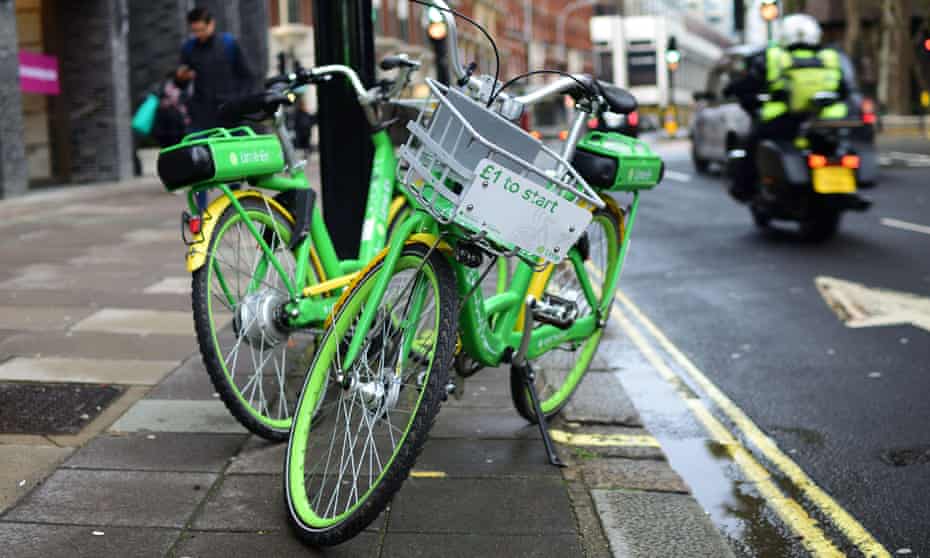 Two Lime-E cycles left on London street