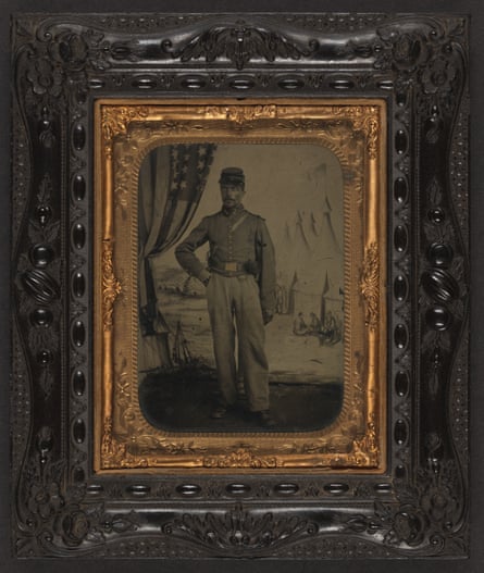 Portrait of an unidentified African American soldier.