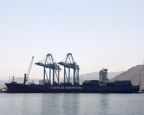 A Xin Hai Kou container ship docked at the port of Fujairah