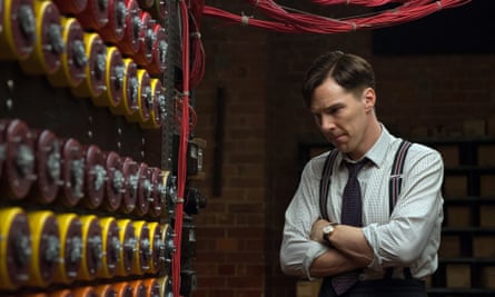 Benedict Cumberbatch next to computing machine.