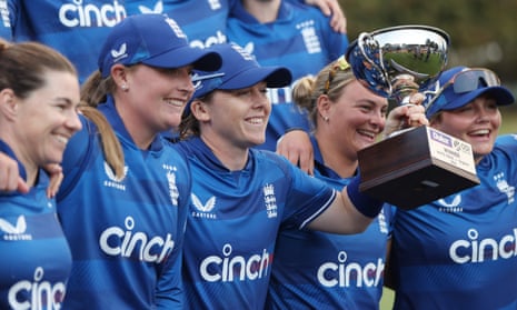 Heather Knight celebrates England’s 2-1 ODI series win despite a game three loss to New Zealand in Hamilton.