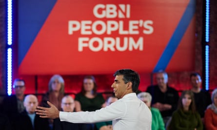 Rishi Sunak participates in the GB News people’s forum in County Durham on 12 February 2024.