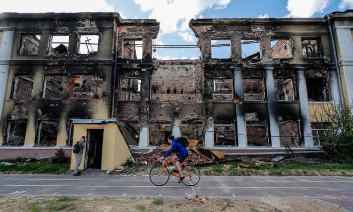 A school damaged by Russian air raids in Kharkiv