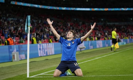 Italy's Federico Chiesa celebrates his goal against Austria
