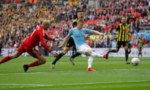 Kevin de Bruyne scores City's third goal.