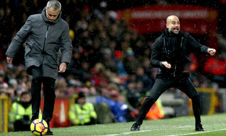 José Mourinho could not halt the winning run of Pep Guardiola’s Manchester City, whose 2-1 win at Old Trafford was a record-equalling 14th consecutive Premier League victory.