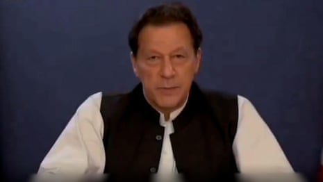 Imran Khan claims party election victory in AI message – video