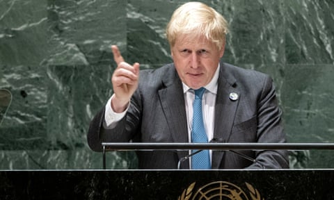 Prime minister Boris Johnson addresses the 76th session of the United Nations general assembly