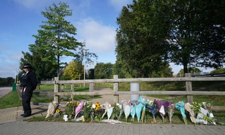 Floral tributes at Cator Park in Kidbrooke, south London, near to the scene where Sabina Nessa’s body was found.