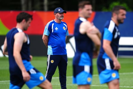 Steve Clarke watches his Scotland players train