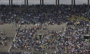 Empty seats during the ceremony at the National Sports Stadium.