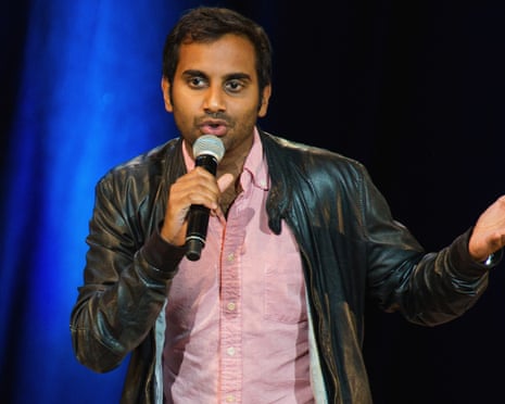 Aziz Ansari on stage in 2014