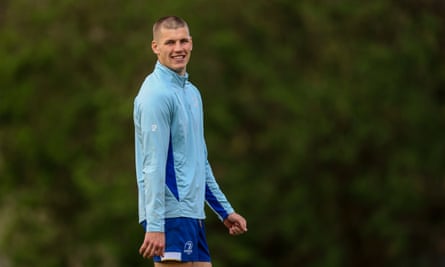 Sam Prendergast in training with Leinster before the Champions Cup clash with Harlequins