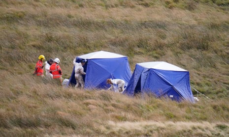 The dig site on Saddleworth Moor, where Greater Manchester Police are searching for the remains of the body of Keith Bennett. 