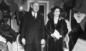 Christian Dior with Princess Margaret on her visit to a Dior salon in Paris, 1951.