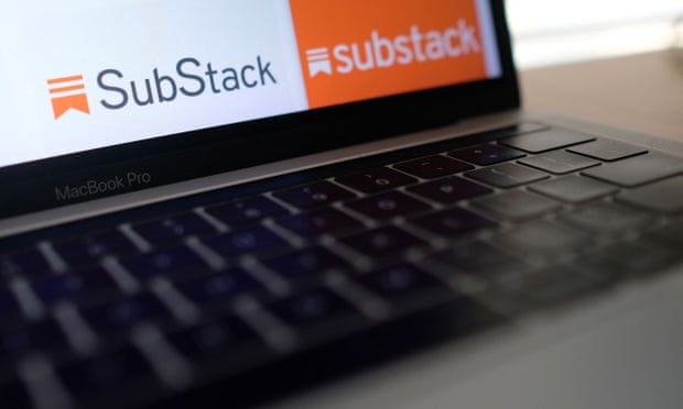 The Substack logo on a laptop screen