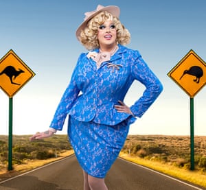 Chadwick as Karen From Finance in a promotional portrait for Drag Race Down Under