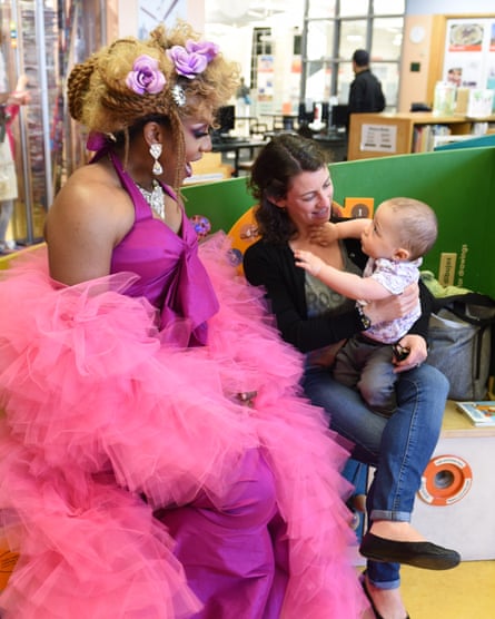 Honey Mahogany with one-year-old Oscar Morales and his mom Sarah Morales.