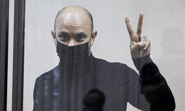 Andrei Pivovarov during a court session in Krasnodar, Russia, on 2 June 2021.