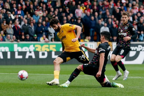 Diego Costa scores his first goal for Wolves.