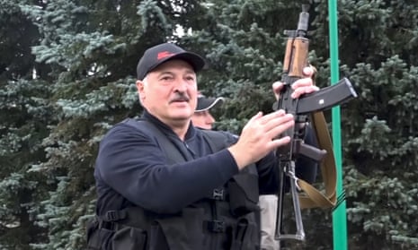 Alexander Lukashenko armed with a rifle in Minsk.