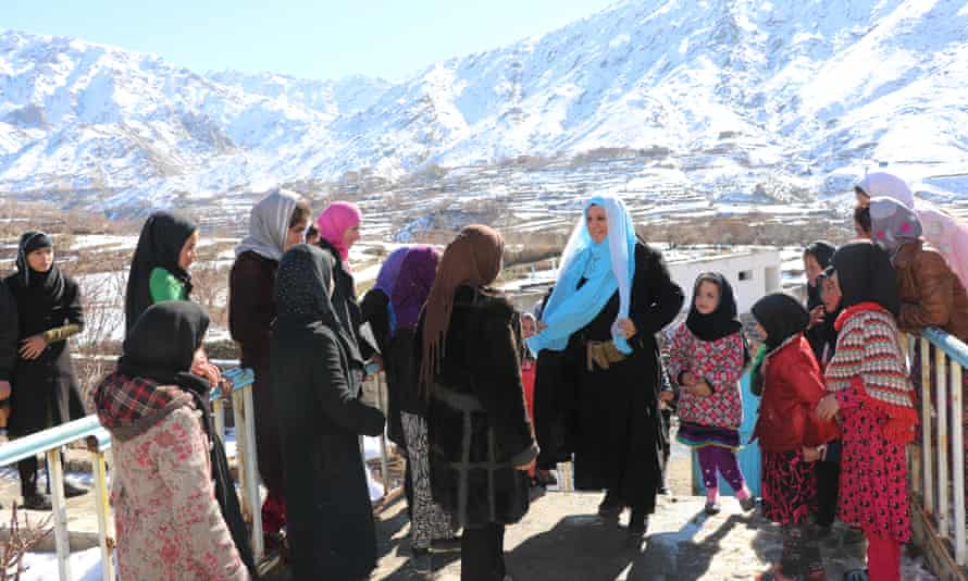 Sydney-based Mahboba Rawi outside a girls’ school in Afghanistan run by her non-government organisation Mahboba’s Promise in 2016