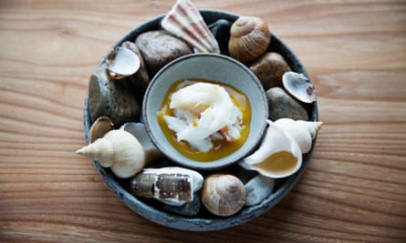 King crab and egg yolk sauce, a dish on one of Noma’s menus