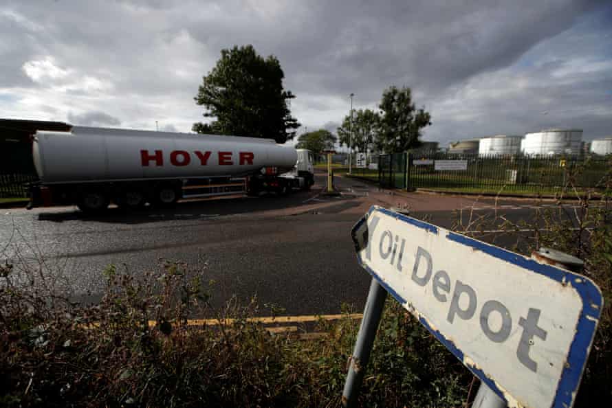 A fuel tanker at Buncefield oil depot in Hemel Hempstead.