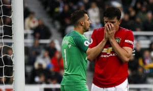 Newcastle United v Manchester United - Premier League<br>NEWCASTLE UPON TYNE, ENGLAND - OCTOBER 06: Harry Maguire of Manchester United looks dejected after a missed chance during the Premier League match between Newcastle United and Manchester United at St. James Park on October 6, 2019 in Newcastle upon Tyne, United Kingdom. (Photo by Daniel Chesterton/Offside/Offside via Getty Images)