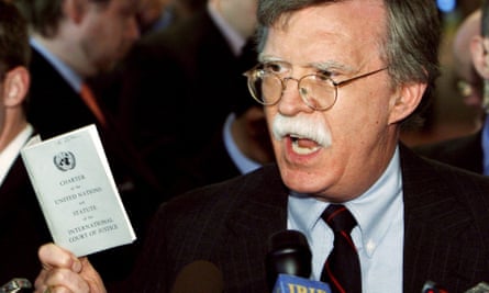 John Bolton in typically pugnacious mood, inveighing against Iran while US ambassador to the United Nations in 2006.