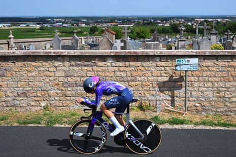 Mackenzie Coupland of Liv AlUla Jayco passes a cemetery on her way to Dijon.