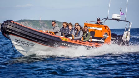 Power boating off the Cornish coast