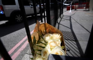 A bunch of flowers left near London Bridge