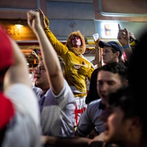 England fans chant on Pokrovskaya Street in Niznhy Novgorod.